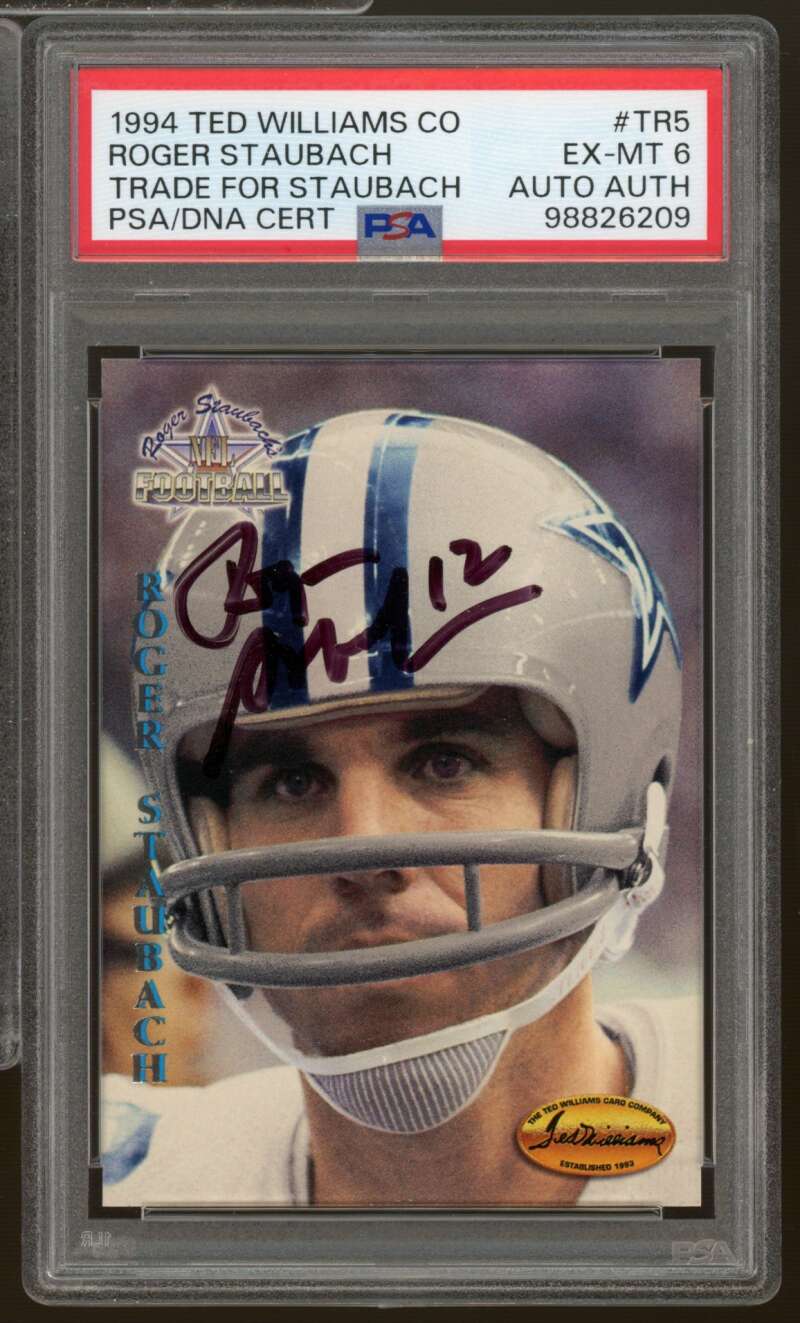 Roger Staubach Card 1994 Ted Williams Co Trade for #TR5 PSA/DNA Cert 6 Auto Image 1