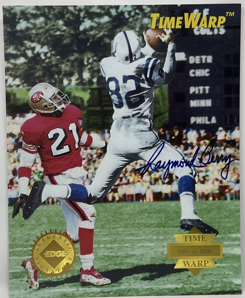 1995 Time Warp Autograph Signed Raymond Berry  8x10 Photo Edge Authentic Signature Image 1