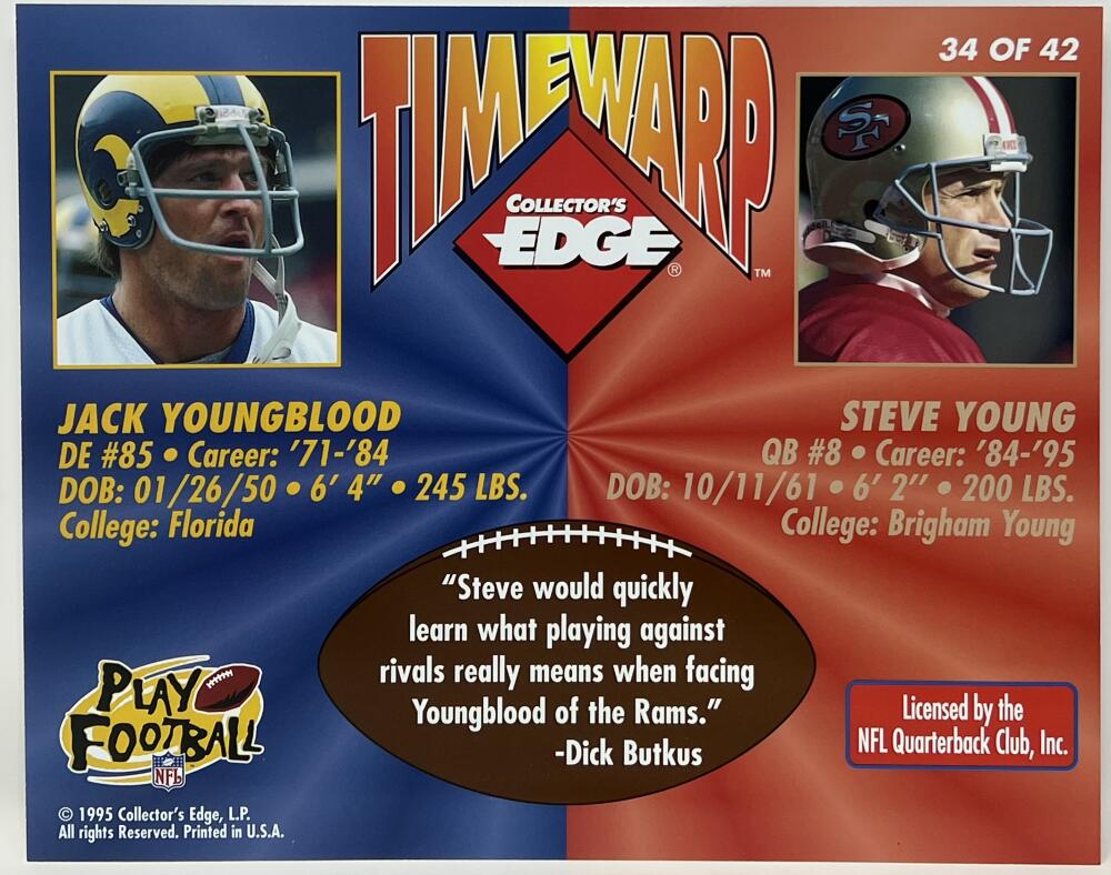 1995 Time Warp Autograph Signed Jack Youngblood 8x10 Photo Edge Authentic Signature Image 2
