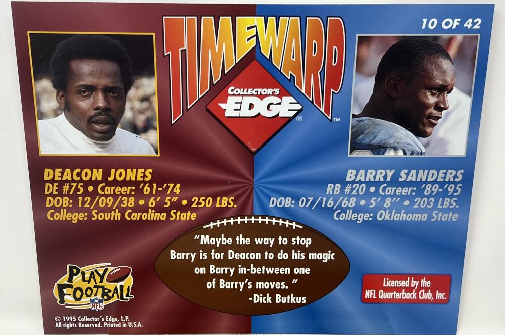 1995 Time Warp Autograph Signed Deacon Jones 8x10 Photo Edge Authentic Signature Image 2