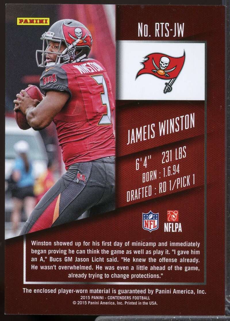 Jameis Winston Card 2015 Panini Contenders Rookie Ticket Jersey Swatches #1  Image 2