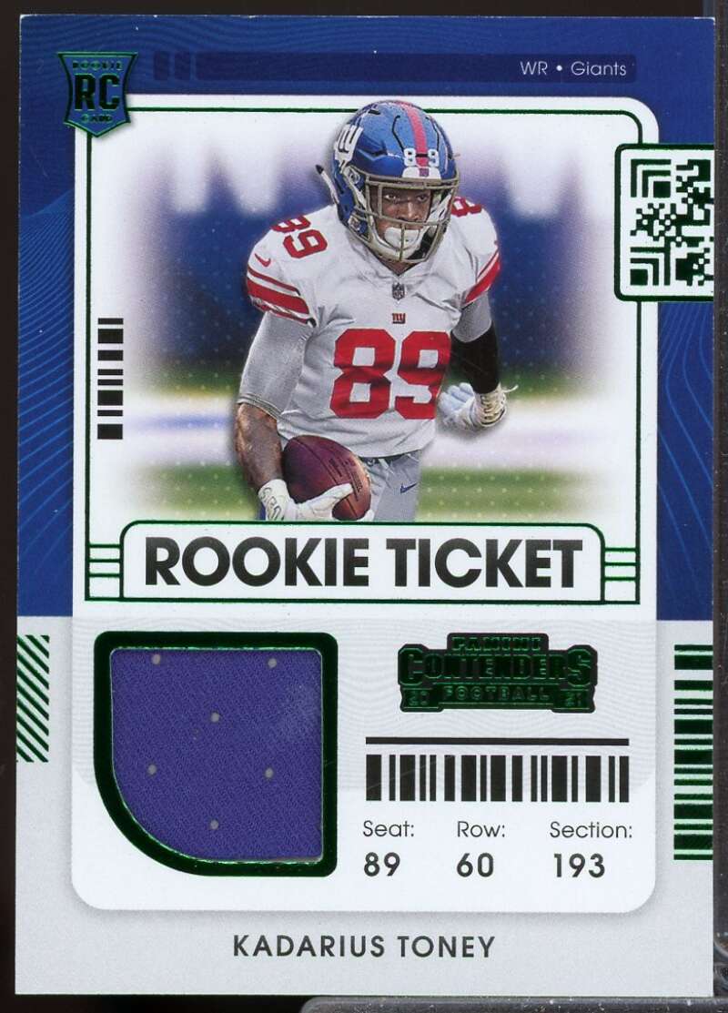 Kadarius Toney Card 2021 Panini Contenders Rookie Ticket Jersey Swatches #10  Image 1