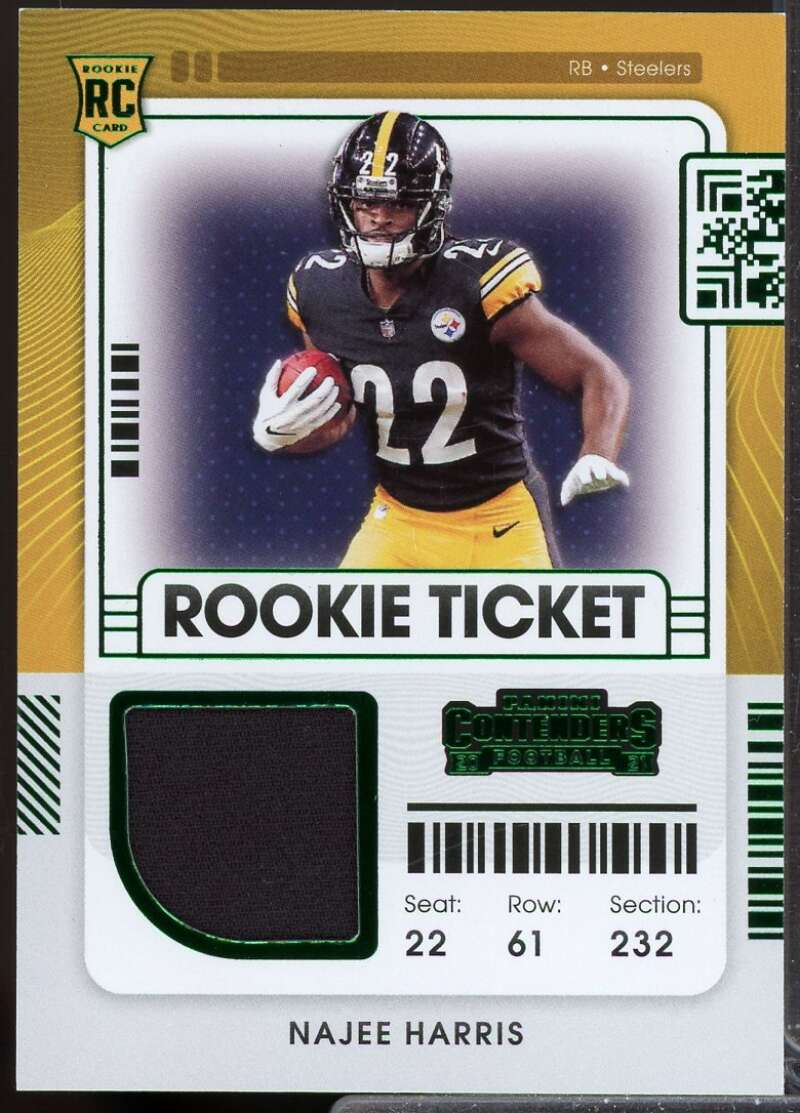 Najee Harris Card 2021 Panini Contenders Rookie Ticket Jersey Swatches #11  Image 1