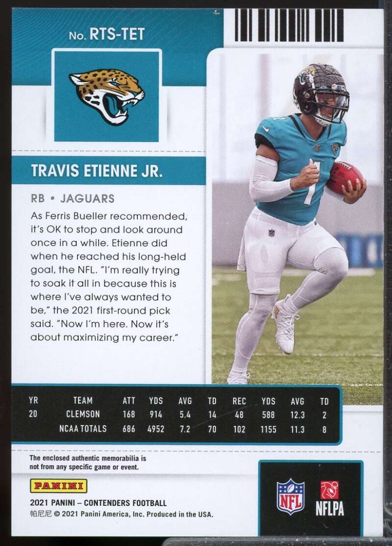 Travis Etienne Jr. 2021 Panini Contenders Rookie Ticket Jersey Swatches #12  Image 2
