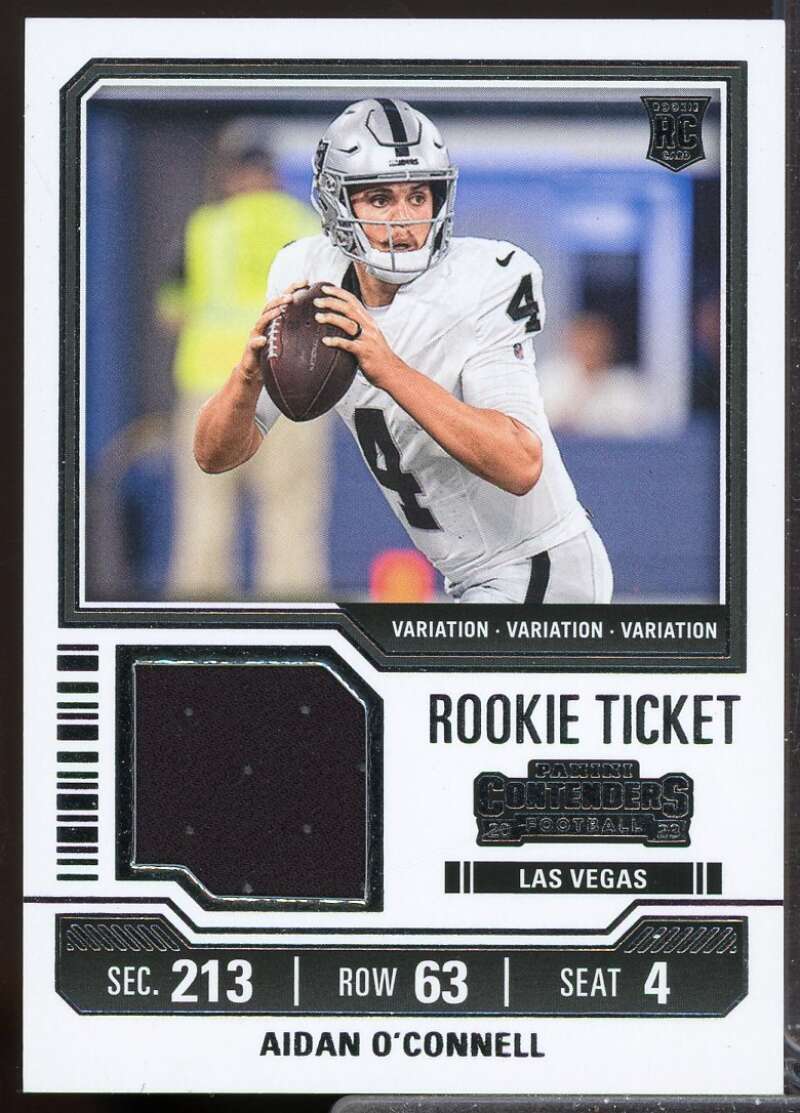Aidan O'Connell Card 2023 Panini Contenders Rookie Ticket Jersey Swatches #1  Image 1