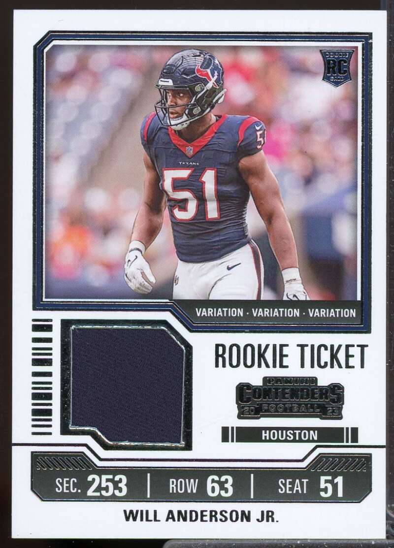 Will Anderson Jr. Card 2023 Panini Contenders Rookie Ticket Jersey Swatches #37  Image 1