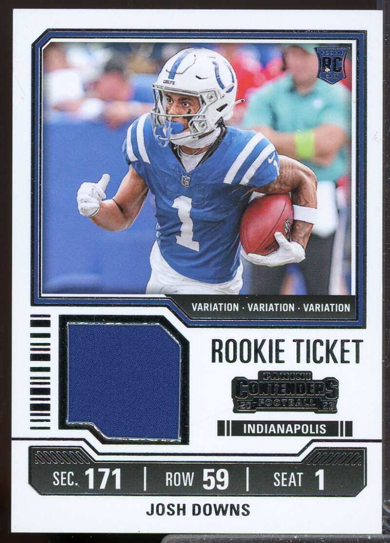 Josh Downs Card 2023 Panini Contenders Rookie Ticket Jersey Swatches #21  Image 1