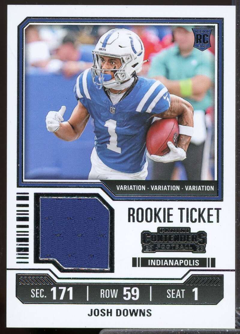 Josh Downs Card 2023 Panini Contenders Rookie Ticket Jersey Swatches #21  Image 1