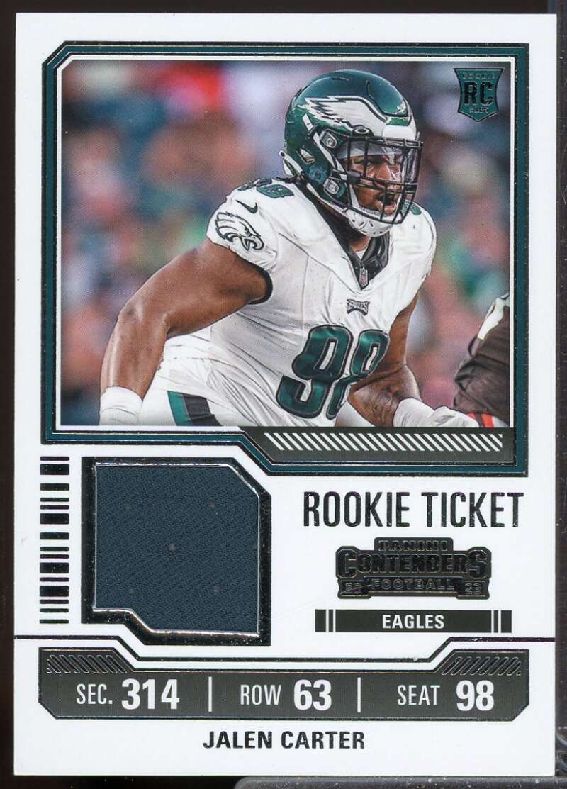 Jalen Carter Card 2023 Panini Contenders Rookie Ticket Jersey Swatches #14  Image 1