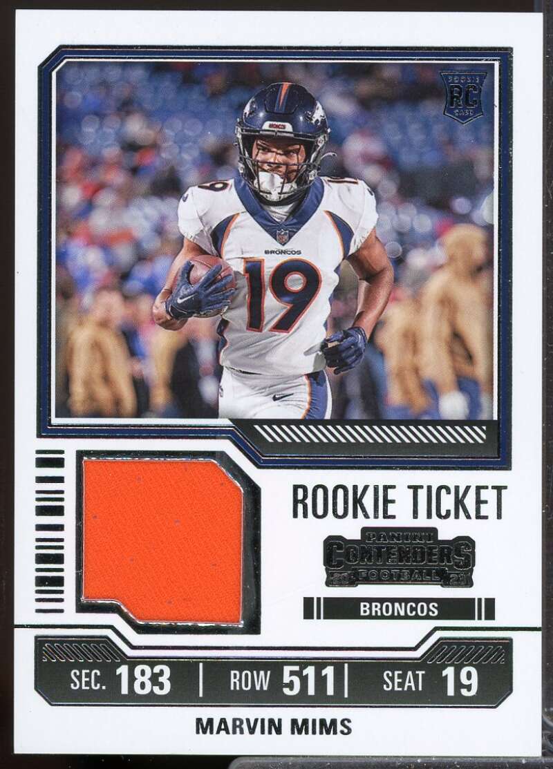 Marvin Mims Card 2023 Panini Contenders Rookie Ticket Jersey Swatches #24  Image 1