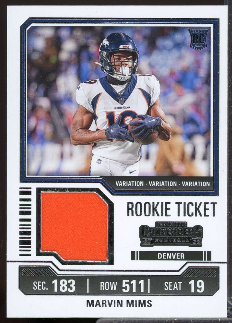 Marvin Mims 2023 Panini Contenders Rookie Ticket Jersey Swatches Variation #24  Image 1