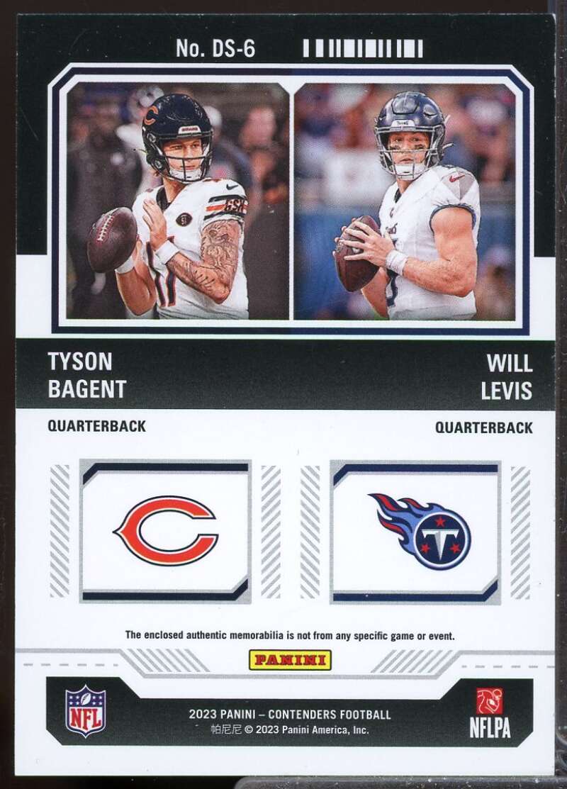 Tyson Bagent Will Levis 2023 Panini Contenders Rookie Ticket Dual Swatches #6  Image 2