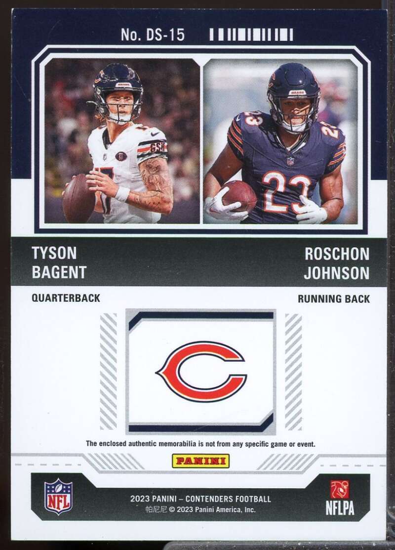 Roschon Johnson Tyson Bagent 2023 Contenders Rookie Ticket Dual Swatches #15  Image 2