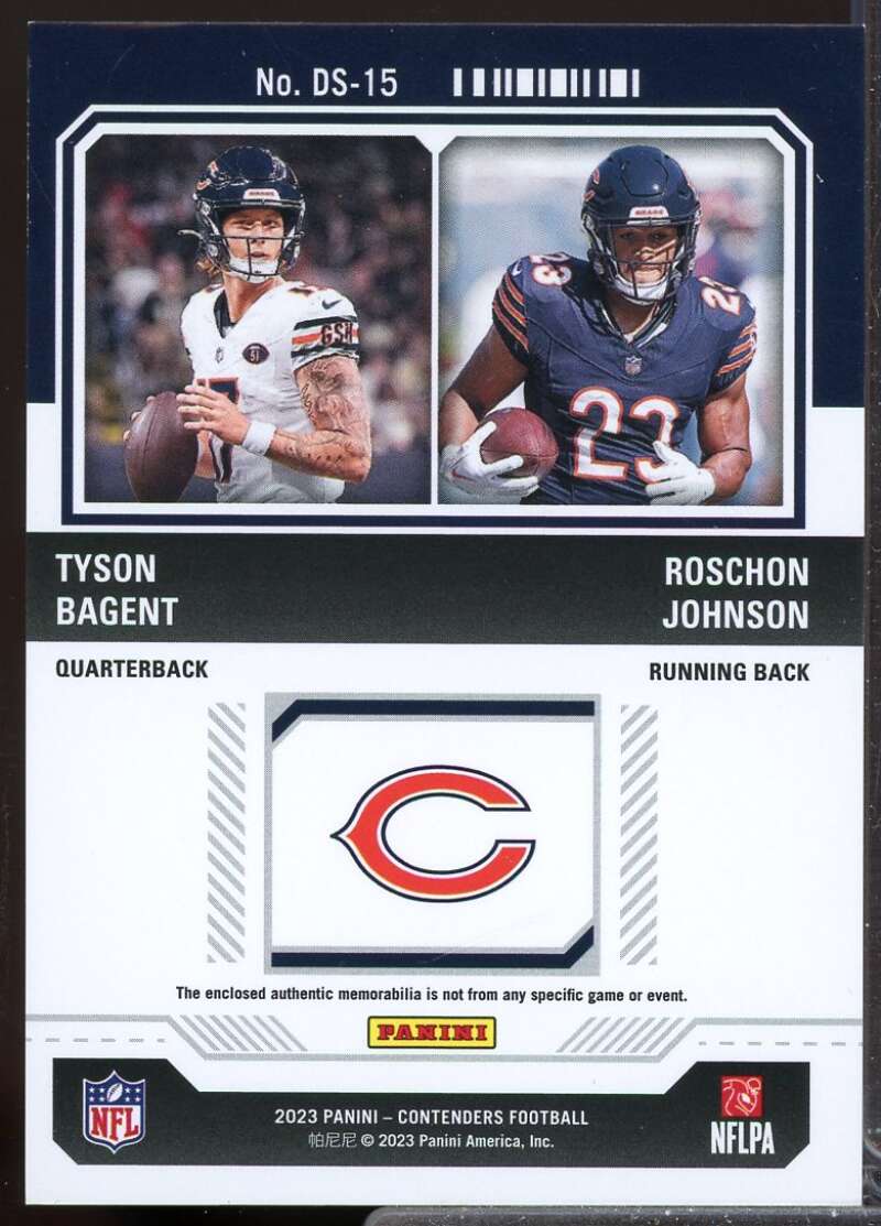 Roschon Johnson Tyson Bagent 2023 Contenders Rookie Ticket Dual Swatches #15  Image 2