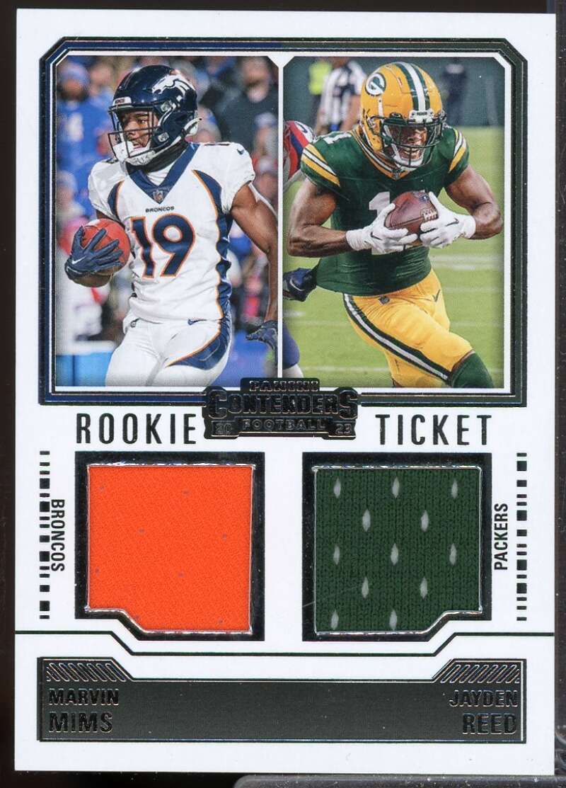 Jayden Reed Marvin Mims 2023 Panini Contenders Rookie Ticket Dual Swatches #12  Image 1