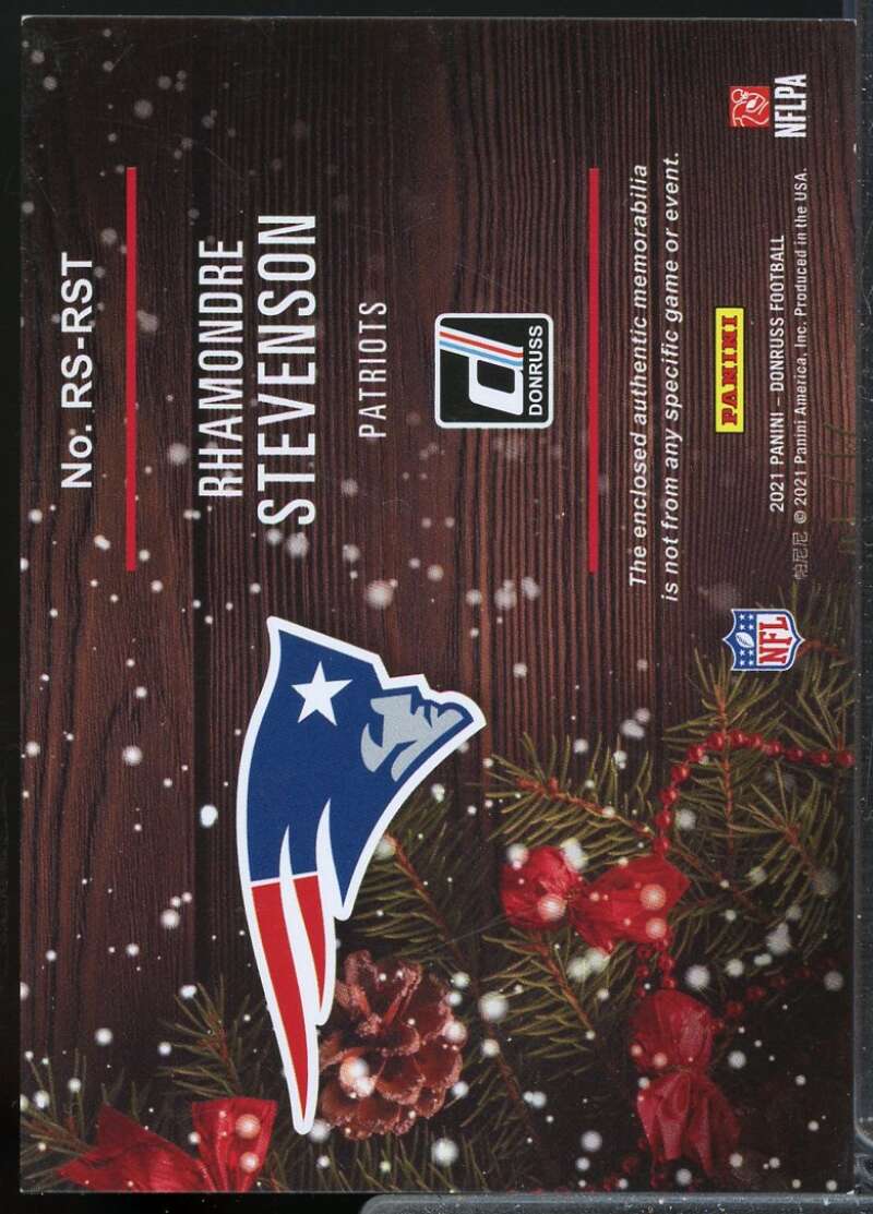 Rhamondre Stevenson Card 2021 Donruss Rookie Holiday Sweater #36  Image 2