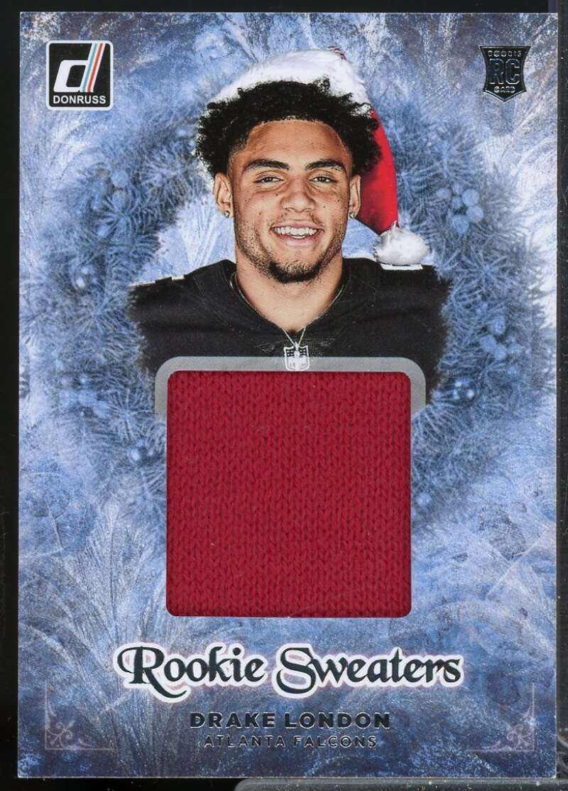 Drake London Card 2022 Donruss Rookie Holiday Sweaters #7  Image 1