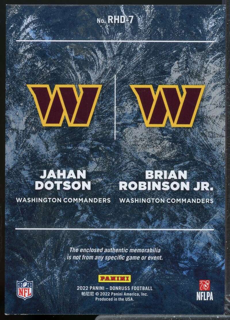 Brian Robinson Jr. Jahan Dotson 2022 Donruss Rookie Holiday Sweater Dual #7  Image 2