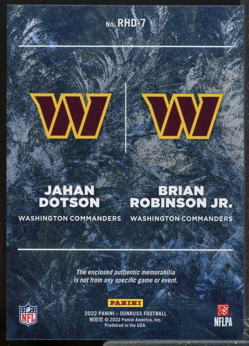 Brian Robinson Jr. Jahan Dotson 2022 Donruss Rookie Holiday Sweater Dual #7  Image 2