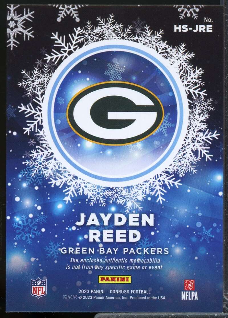 Jayden Reed Card 2023 Donruss Rookie Holiday Sweater #18  Image 2
