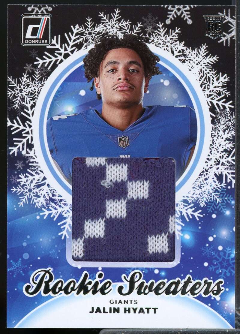 Jalin Hyatt Card 2023 Donruss Rookie Holiday Sweater #26  Image 1
