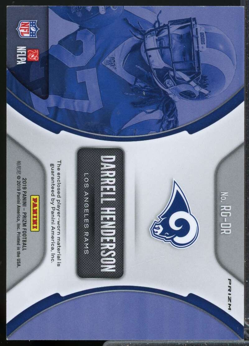Darrell Henderson Card 2019 Panini Prizm Rookie Gear Jersey #13  Image 2