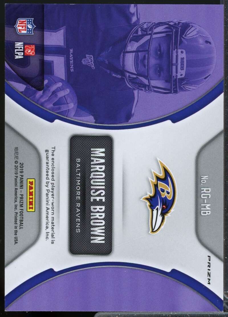 Marquise Brown Card 2019 Panini Prizm Rookie Gear Jersey #17  Image 2