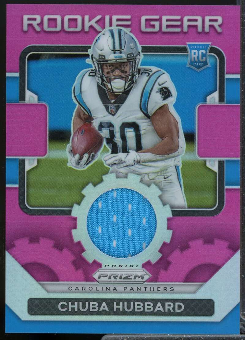 Chuba Hubbard Card 2021 Panini Prizm Rookie Gear Jersey Pink #25  Image 1