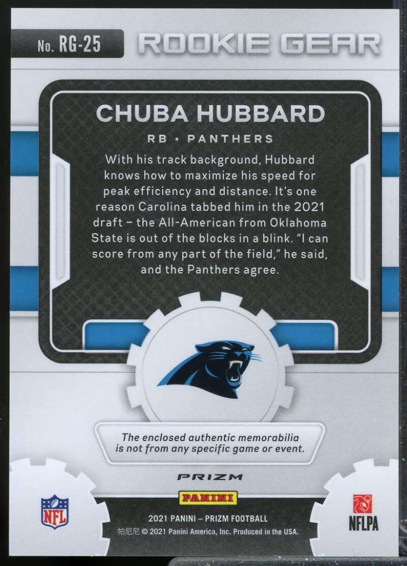 Chuba Hubbard Card 2021 Panini Prizm Rookie Gear Jersey Pink #25  Image 2