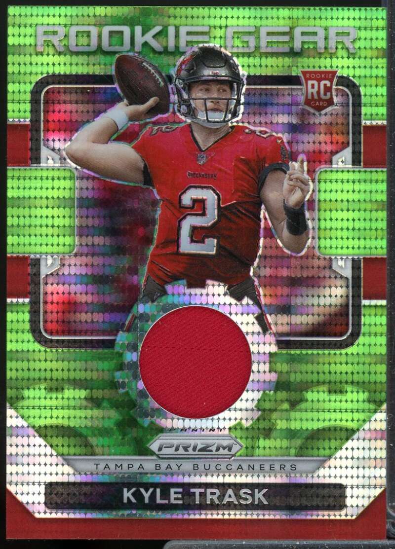Kyle Trask Card 2021 Panini Prizm Rookie Gear Jersey Neon Green Pulsar #9  Image 1