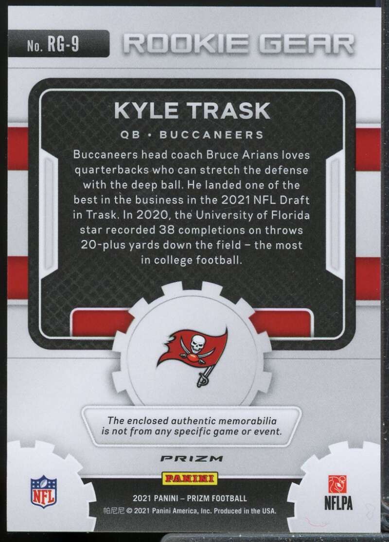Kyle Trask Card 2021 Panini Prizm Rookie Gear Jersey Neon Green Pulsar #9  Image 2