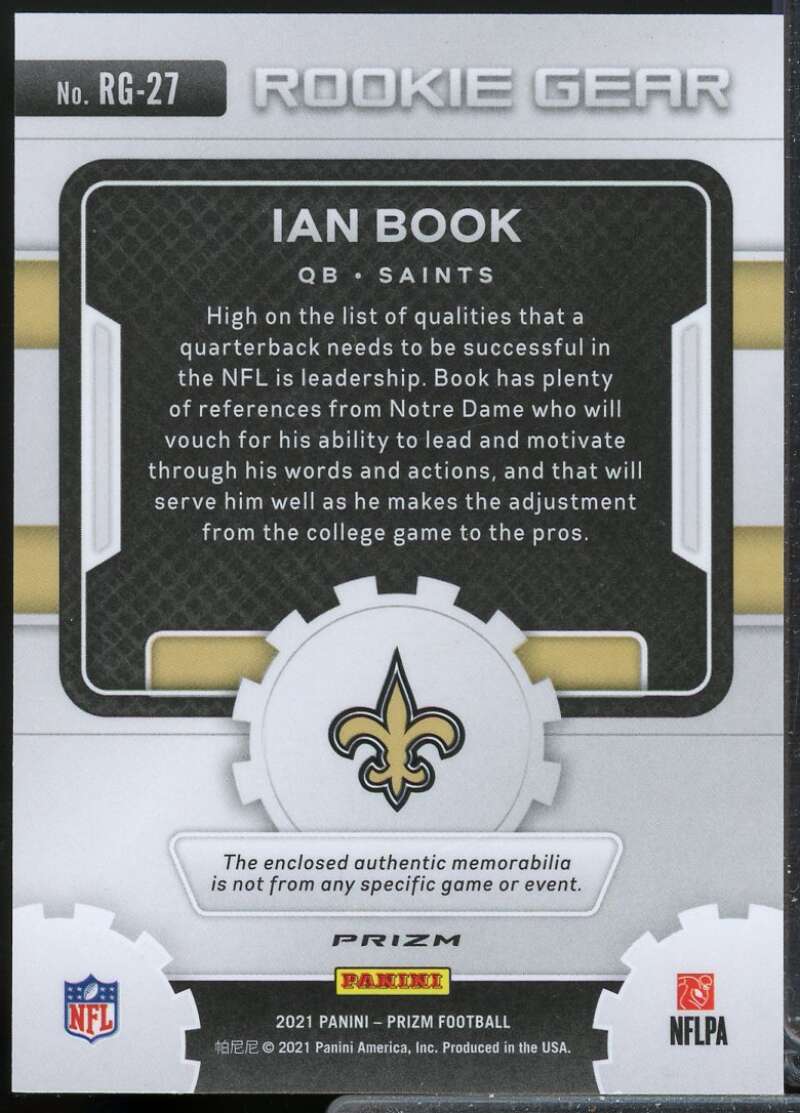 Ian Book Card 2021 Panini Prizm Rookie Gear Jersey Neon Green Pulsar #27  Image 2