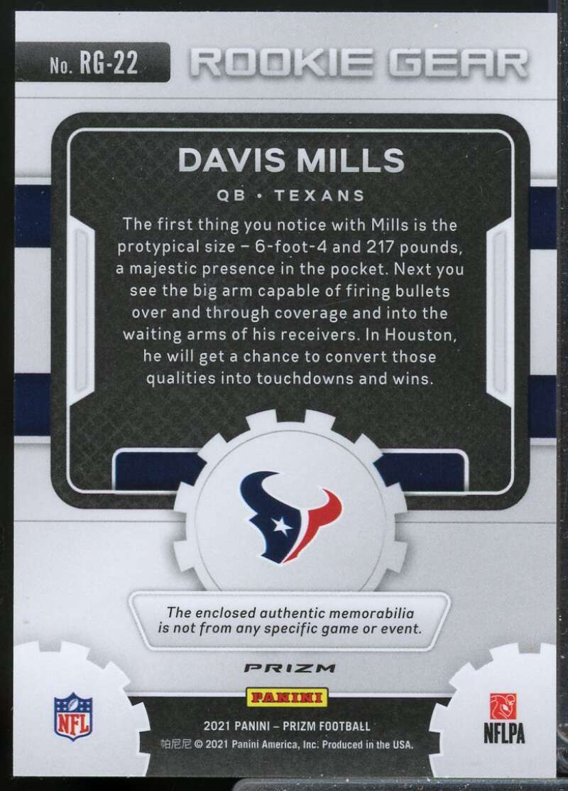 Davis Mills Card 2021 Panini Prizm Rookie Gear Jersey Pink #22  Image 2