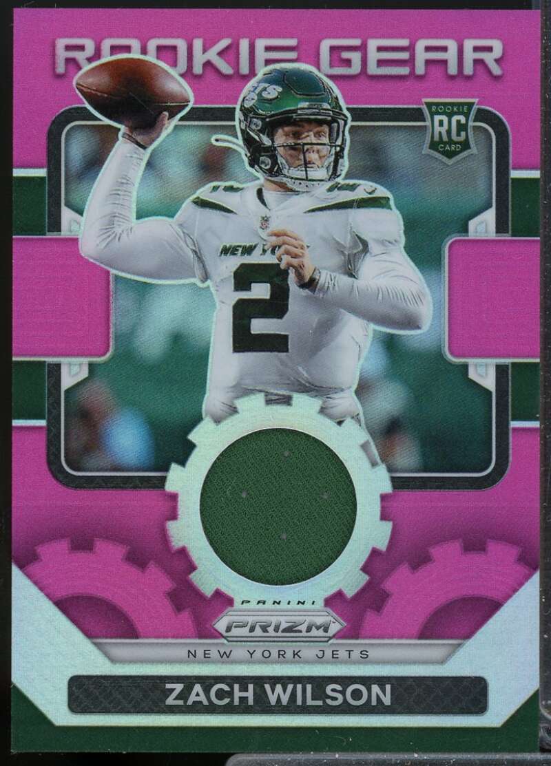 Zach Wilson Card 2021 Panini Prizm Rookie Gear Jersey Pink #2  Image 1