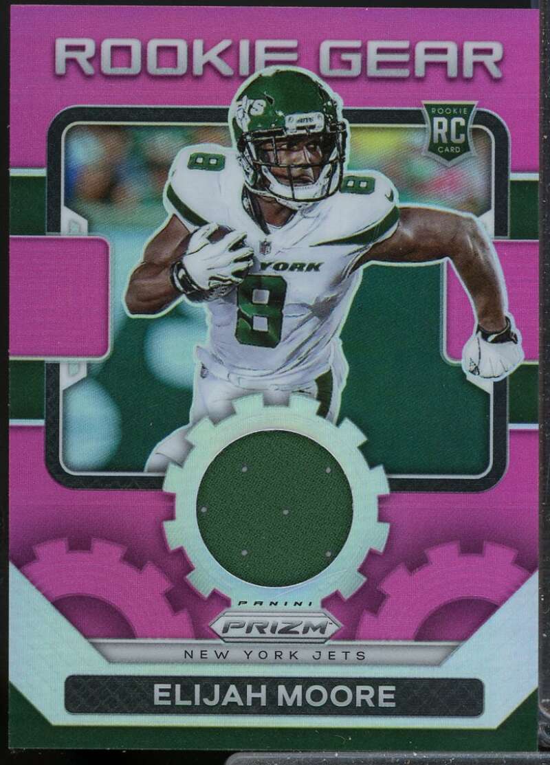 Elijah Moore Card 2021 Panini Prizm Rookie Gear Jersey Pink #16  Image 1