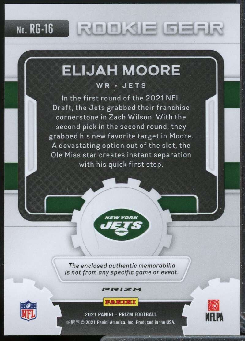Elijah Moore Card 2021 Panini Prizm Rookie Gear Jersey Pink #16  Image 2