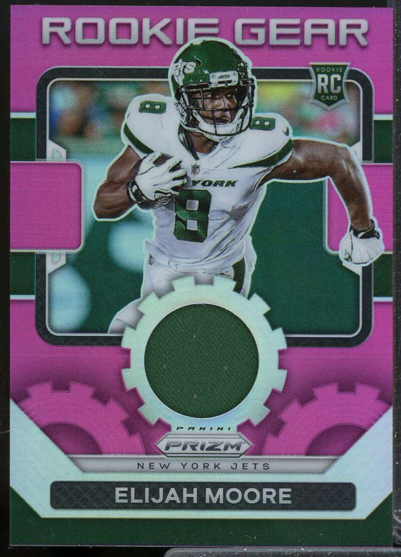 Elijah Moore Card 2021 Panini Prizm Rookie Gear Jersey Pink #16  Image 1
