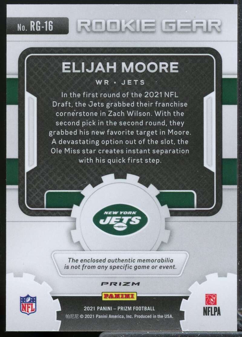 Elijah Moore Card 2021 Panini Prizm Rookie Gear Jersey Pink #16  Image 2