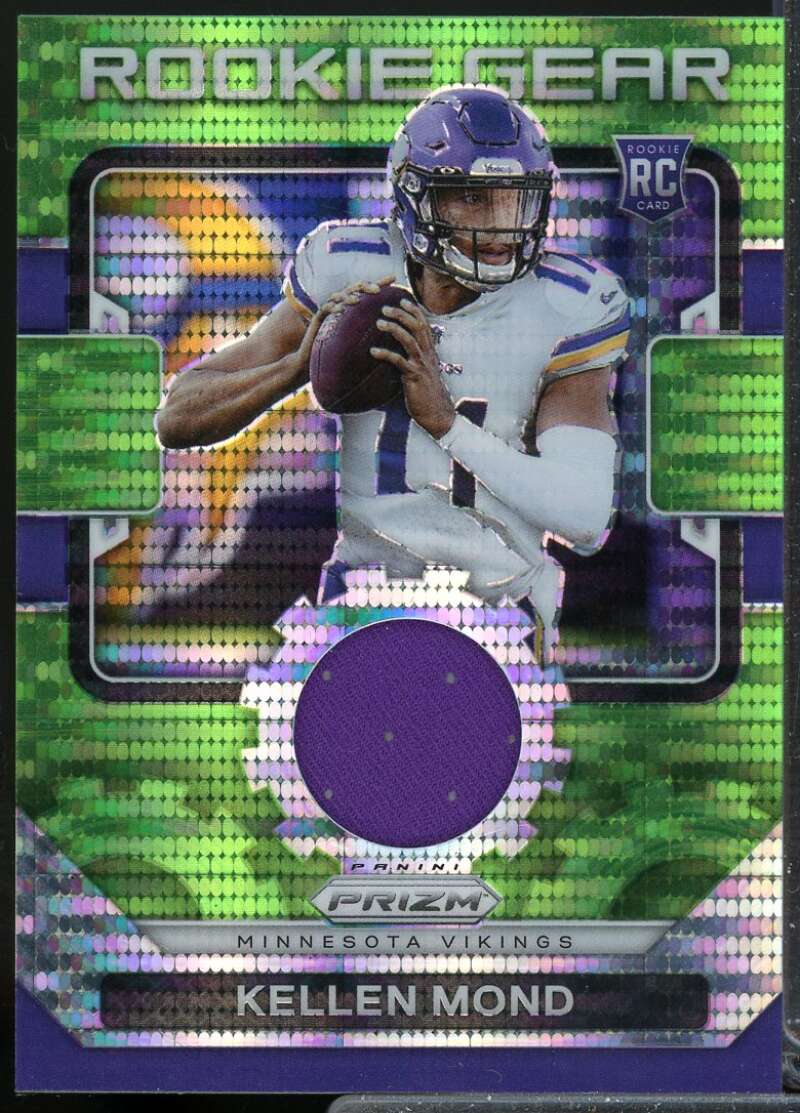Kellen Mond Card 2021 Panini Prizm Rookie Gear Jersey Neon Green Pulsar #21  Image 1