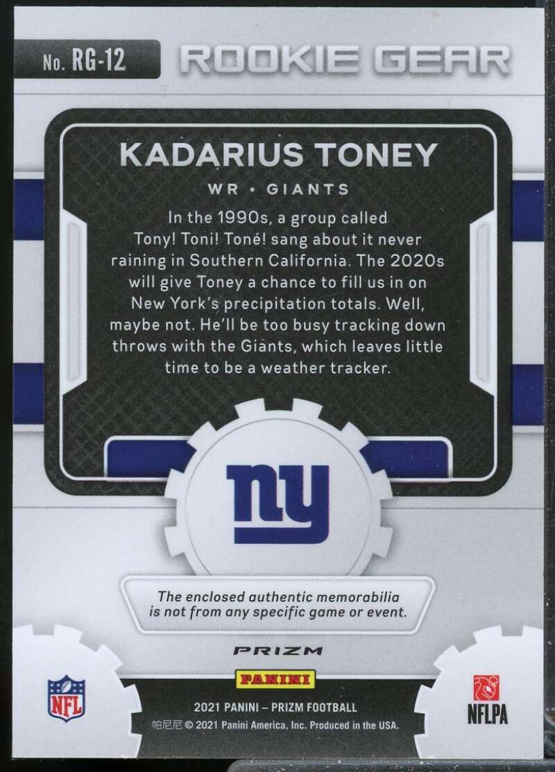 Kadarius Toney Card 2021 Panini Prizm Rookie Gear Jersey #12  Image 2