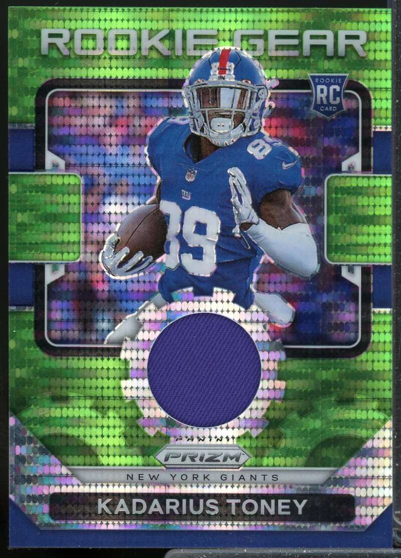 Kadarius Toney Card 2021 Panini Prizm Rookie Gear Jersey Neon Green Pulsar #12  Image 1