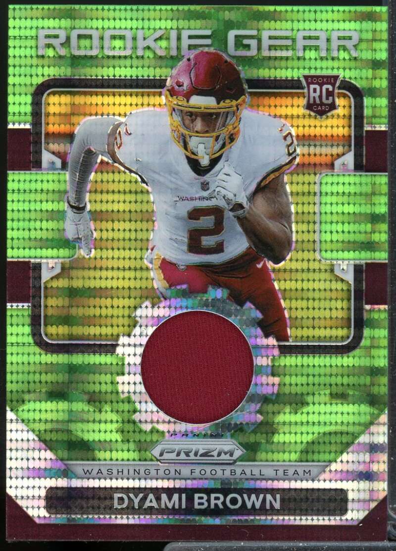 Dyami Brown Card 2021 Panini Prizm Rookie Gear Jersey Neon Green Pulsar #23  Image 1