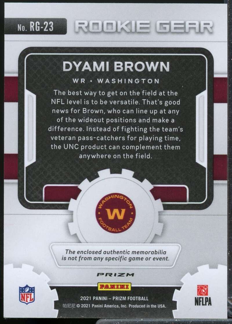 Dyami Brown Card 2021 Panini Prizm Rookie Gear Jersey Neon Green Pulsar #23  Image 2