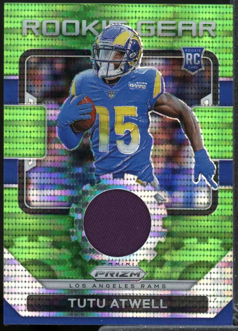 Tutu Atwell Card 2021 Panini Prizm Rookie Gear Jersey Neon Green Pulsar #20  Image 1
