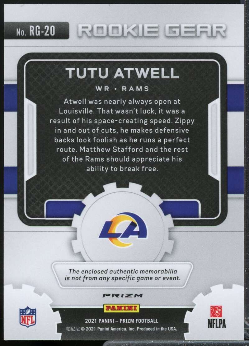 Tutu Atwell Card 2021 Panini Prizm Rookie Gear Jersey Neon Green Pulsar #20  Image 2