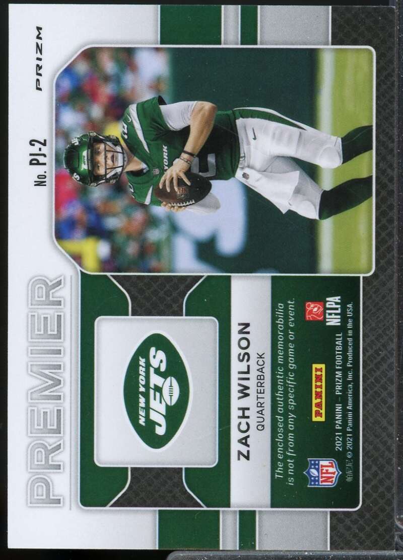 Zach Wilson Card 2021 Panini Prizm Premier Rookie Jerseys Neon Green Pulsar #2  Image 2
