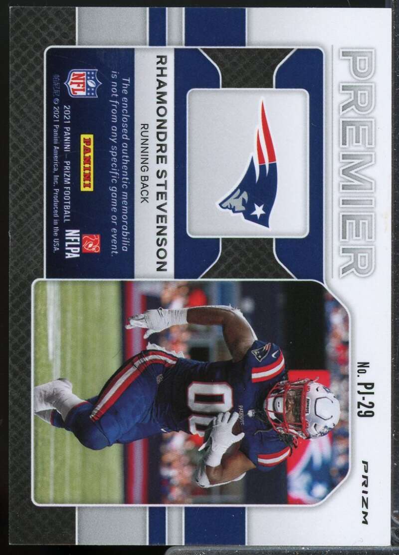 Rhamondre Stevenson Card 2021 Panini Prizm Premier Rookie Jerseys Pink #29  Image 2