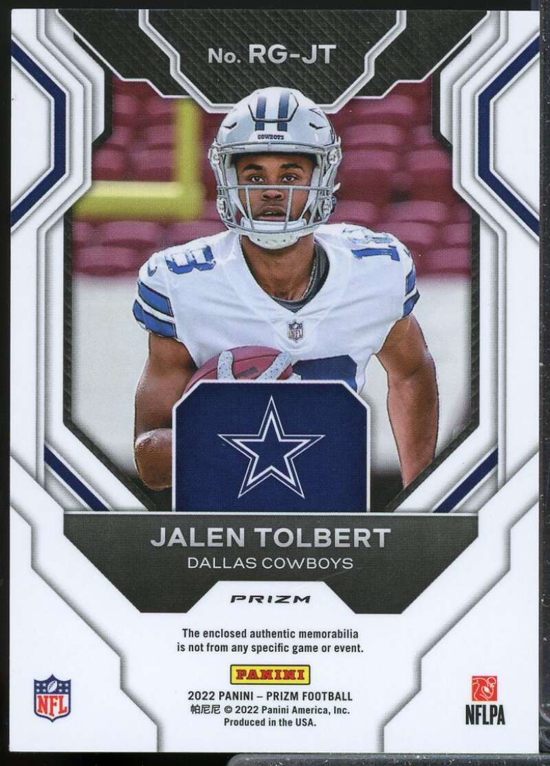 Jalen Tolbert Card 2022 Panini Prizm Rookie Gear Jersey #23  Image 2