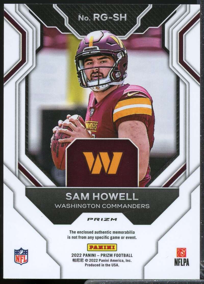 Sam Howell Card 2022 Panini Prizm Rookie Gear Jersey #5  Image 2