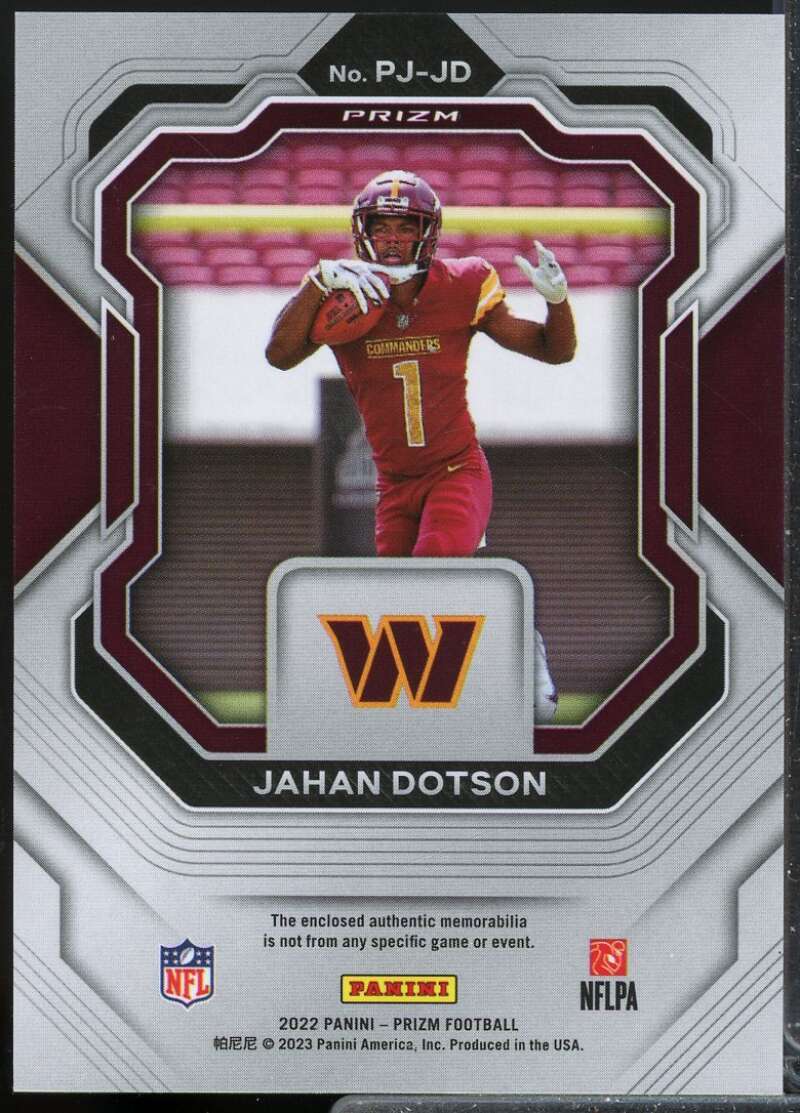 Jahan Dotson Card 2022 Panini Prizm Premier Rookie Jerseys #10  Image 2
